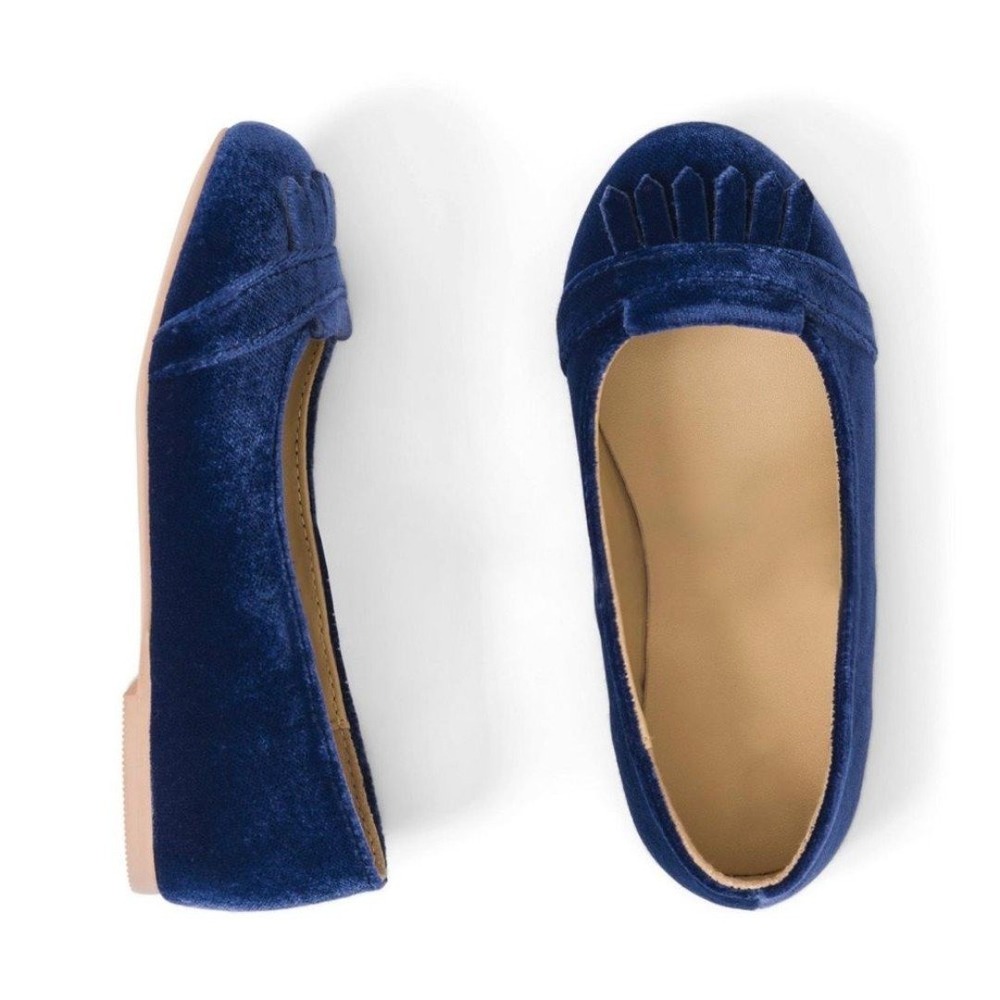 🌸clearance Janie and Jack‎ VELVET FRINGE FLAT blue